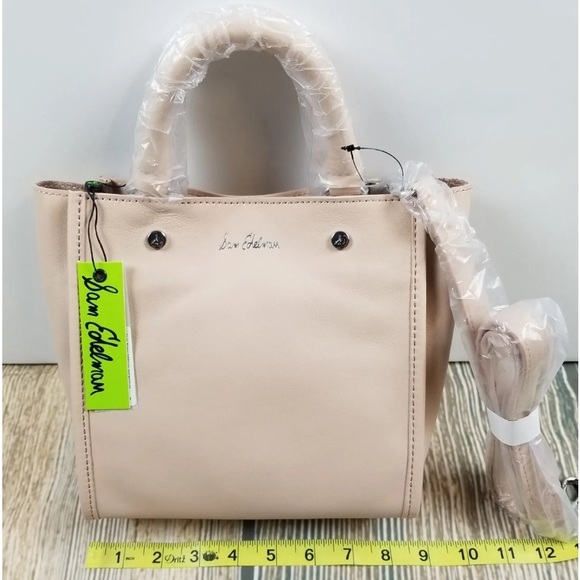 $178 Sam Edelman Small Leather Tote Pink Dual Staps or Shoulder or Cross Body - Picture 8 of 11